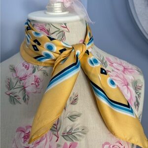 Vintage Yellow and Blue Patterned Scarf